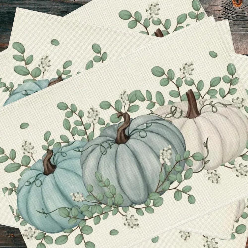 Pumpkin Placemats 8pc Fall Table Decor Thanksgiving Halloween Dining Decorations